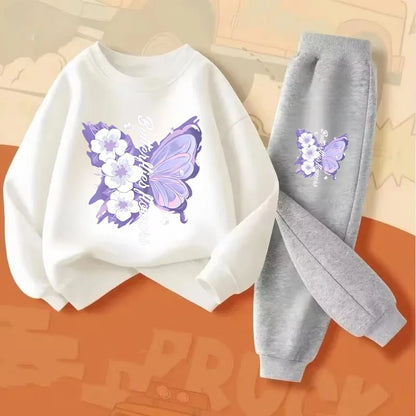 Dress up your little one in this playful Autumn Girls Elegant Butterfly Printed Top and Long Pants featuring a charming butterfly print top and coordinating long pants.