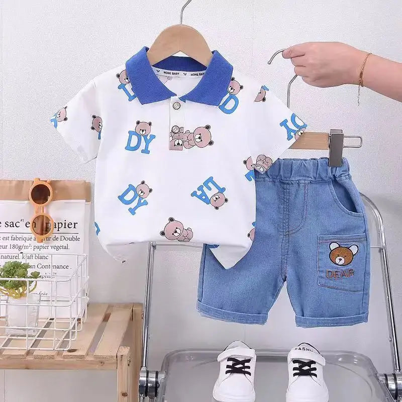 Add a touch of sophistication to your little one's wardrobe with our Toddler Boys Summer Western Style PoLo Shirt-Shorts.