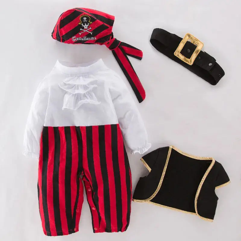 Toddler Boys-Girls Halloween Pirate Costume 4PC Set