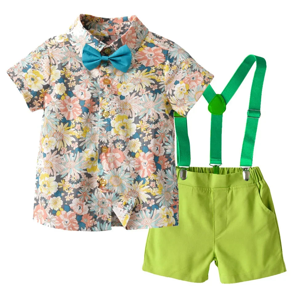 Get ready for summer with our Toddler Boys Summer Cotton Gentlemens Short Outfits!