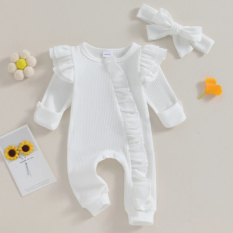 Welcome your little one into the world with this adorable Newborn Knitted Fly Long Sleeve Romper-Headband!