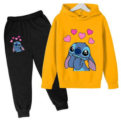 Girls Autumn Stitch Hoodie Sweatshirt+Pants