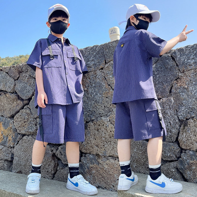 Boys Striped Shirt+Shorts 2PC Set