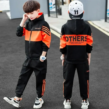 Fashion Boys Autumn Patchwork Long Sleeve Tracksuit 2PC Set