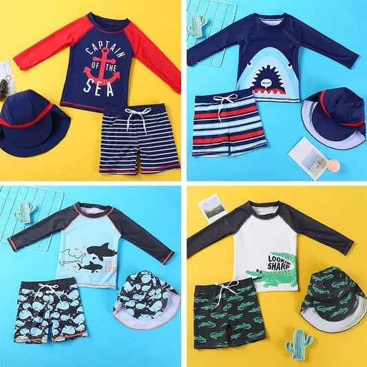 Trendy Summer Boys 3PC Cartoon Swimming Set | High Quality, Comfortable