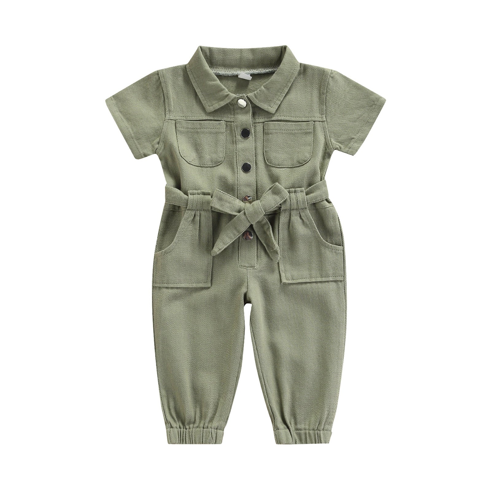 The short sleeves and jumpsuit design provide a classic fit so you can feel confident wherever you go.