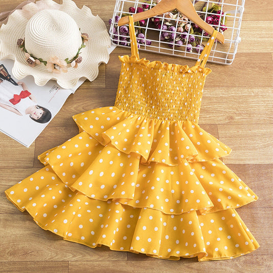 Girls Polka-Dot Sleeveless Chiffon Summer Dress