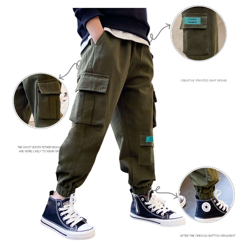 Get your boys ready these stylish and comfortable cargo pants! Made with a breathable polyester material.