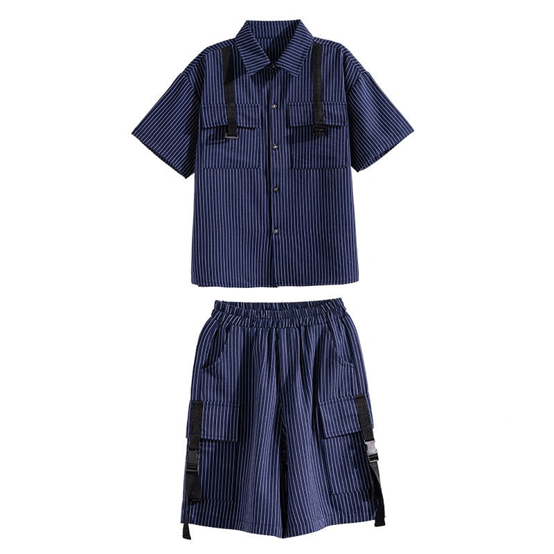 Dress kids like a dream in this two-piece set, featuring a crisp striped shirt and matching shorts.